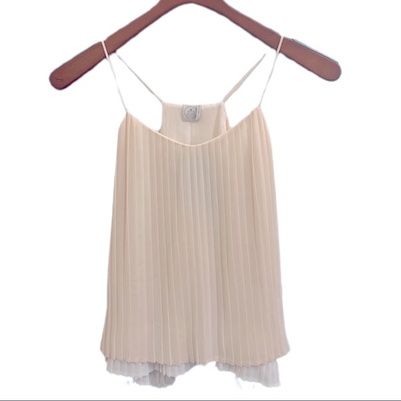 Paper Crane Tops - NWT- Paper Crane ivory white pleated cami size S